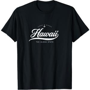 Hawaii Aloha Vintage Retro T-Shirt (Small, Black)