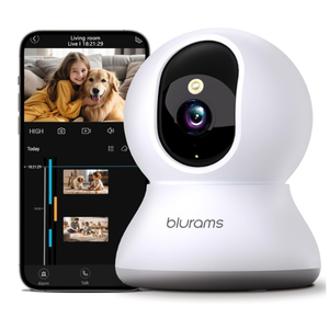 Security Camera 2K, blurams Baby Monitor Dog Camera 360-degree for Home Security w/Smart Motion Tracking, Phone App, IR Night Vision, Siren, Works with Alexa & Google Assistant & IFTTT, 2-Way Audio