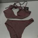 ZAFUL Women's Tie Back Padded High Cut Bralette Bikini Set Two Piece Swimsuit S