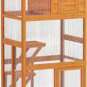 PawHut 74" Wooden Catio Outdoor Cat Enclosure Weatherproof & Wheeled, Outside Cat House with High Weight Capacity, Kitten Cage Condo, Orange