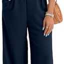 AGERWAY Womens Summer Jumpsuits Dressy Sexy V Neck Twist One Piece Outfits Sleeveless Casual Wide Leg Long Pant Rompers, Blue, Size S