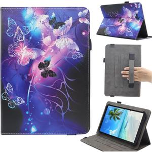 Universal 7 8 Inch Android Tablet Case, Dluggs Multi-Angle Viewing Stand Case Cover with Hand Strap for 7.0-8.5 Inch Tablet, 01 Purple Butterfly
