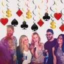 60 Pack Casino Theme Party Decorations Las Vegas Hanging Swirl Red Black Poker Paper Cutouts Party Ceiling for Casino Night Las Vegas Night Baby Shower Birthday Party Supplies Decor Supplies