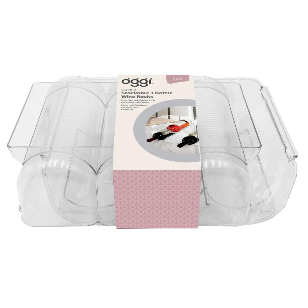 OGGI Stackable 3 Bottle Wine Racks, 2 Pcs