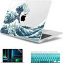 May Chen for MacBook Air 15 inch Case M5 M4 M3 M2 2026 2024-2023, Model A3448 A3241 A3114 A2941, Closes Seamlessly Hard Shell Laptop Cover with Keyboard Cover, Great Wave