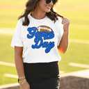 Game Day Shirts for Women Football Graphic Sunday Funday Tee Vintage Casual Football Season Short Sleeve Tee Tops (Medium, White)