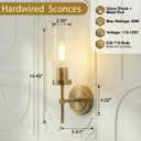 Wall Sconces Set of Two, Modern Bathroom Vanity Light Fixtures with Clear Glass, Hardwired Sconces Brushed Gold Wall Lights for Bathroom Mirror Living Room Bedroom Hallway Stairs, 2Pack