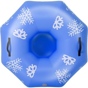 42" Heavy Duty Inflatable Snow Tube 1 Pack for Adults, Stable Octagonal Snow Tube Sled with Handles Tow Strap Repair Kit Thickened PVC, Outdoor Winter for Sledding (Blue)