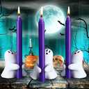 Weysat 2 Pcs Halloween Ghost Candlestick Holders Cute Ghost Shape Candle Stick Holders Ceramic Taper Candle Holder for Halloween Wedding Party Holiday Office Home Decor Gift