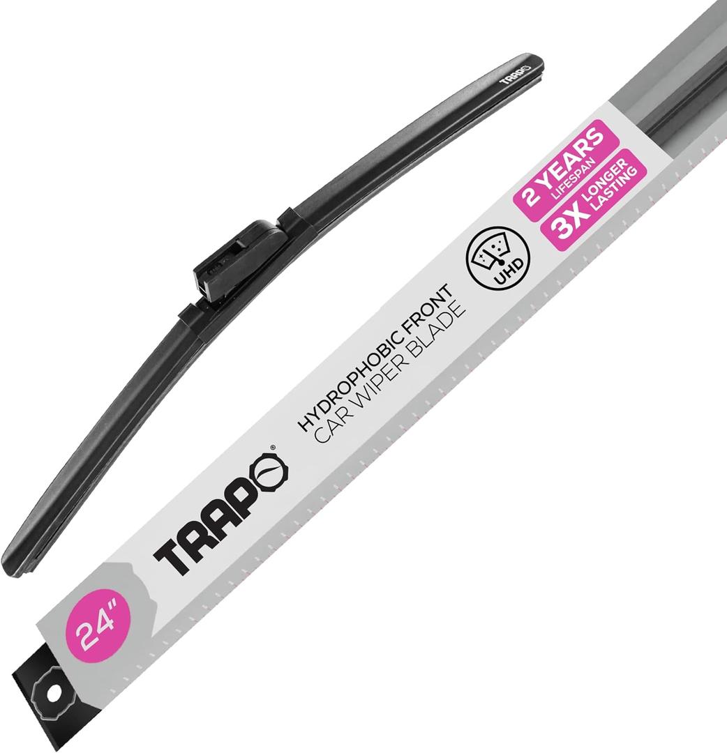 24 Hydrophobic Front Windshield Wiper Blade - Universal Fit for Most Vehicles - Durable & Silicone - Strong Water-Repellent Coating - Prevents Water Build-Up - Quick & Easy Install - 1 Blade