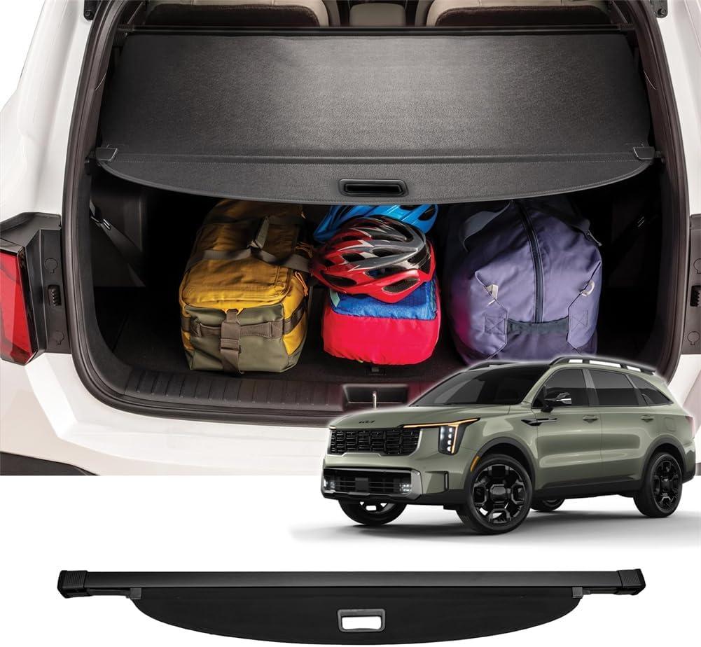 Cargo Cover Compatible with Kia Sorento/Hybrid/Plug-in Hybrid 2021-2025 Retractable Security Shade Shield Tonneau Cover Luggage Privacy Screen Black