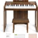 Vangoa Kids Piano Keyboard, 37 Keys Digital Piano for Kids, Music Educational Instrument Toy, Wood Piano for Girls and Boys, Dark Brown, 22*18*11.8inch