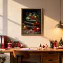 Framed Christmas Wall Art, Vintage Christmas Book Paintings, Retro Canvas Prints Decor, Rustic Winter Holiday Pictures Wall Decor for Bedroom Christmas Decoration Gifts  12x16in