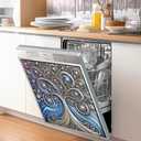 Flower Dishwasher Magnet Cover Magnetic Sticker Decorative Refrigerator Wash Machine Magnet Cover Door Panels Home Cabinet Appliances Stickers for Wash Machine Dryer (Blue Tree of Life, 23x26in)