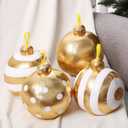 Beeveer 4 Pcs Gold Christmas Ornament Pillows, 6 Inch Stuffed Round Xmas Throw Pillows, Classic Christmas Ball Shaped Decorative Cushion for Couch Chair Bedroom Living Car Xmas Tree Party Holiday