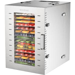 Commercial Dehydrator Machine, 16-Tray Food Dehydrator for Jerky, Fruit, Meat, Herbs, Adjustable Timer, Temperature Control, Overheat Protection (67 Recipes)