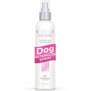 BioSilk for Dogs Silk Therapy Detangling and Shine Protecting Spray, pH Balanced Leave-In Mist with Silk and Vitamins for Dematting, Paraben-Free, All Coats and Breeds, 8 Fl Oz