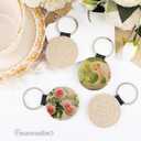 Framendino, Sublimation Blanks Keychain Linen Key Chains Transfer Rings for DIY Craft Making