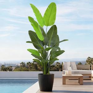 Bird of Paradise Plant Artificial 7FT - Tall Faux Plants Indoor with 22 Lifelike Leaves Trunks, 84" Large Fake Tropical Floor Plant for Home Office Living Room Bedroom Indoor Decor