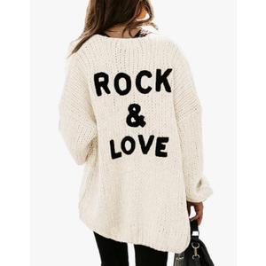 FASHION Women's Long Sleeve Open Front Knit Cardigans Sweaters Soft Loose Draped Coat Outerwear Ivory Medium
