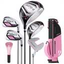 5 Pieces Kids Golf Clubs Set - Youth Golf Clubs Junior Set Ages 3-14 Includes Stand Bag, 1# Driver, 5# Hybrid, 7#, PW# Irons and Putter Right Hand for Boys Girls