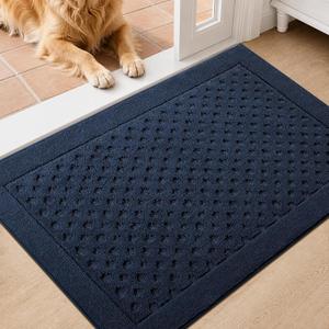 Dirt Trapper Door Mat 24"x 36", Non-Slip Entryway Rugs, Navy Blue | Washable Doormat, Stain Resistant and Absorbent Welcome Mat, Low Profile Floor Mats for Front Back and Entrance