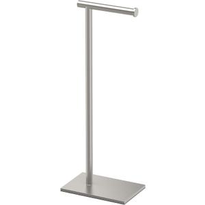 Gatco 1431SN, Modern Rectangle Base Freestanding Toilet Paper Holder, 22.25, Satin Nickel/Free Standing Toilet Tissue Holder Stand with Weighted Base