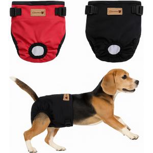 2-Pack Dog Diapers Female |Puppy Essentials Washable & Reusable,Suitable for Period Diapers, Dog Pants to Prevent LickingBlack&redXL