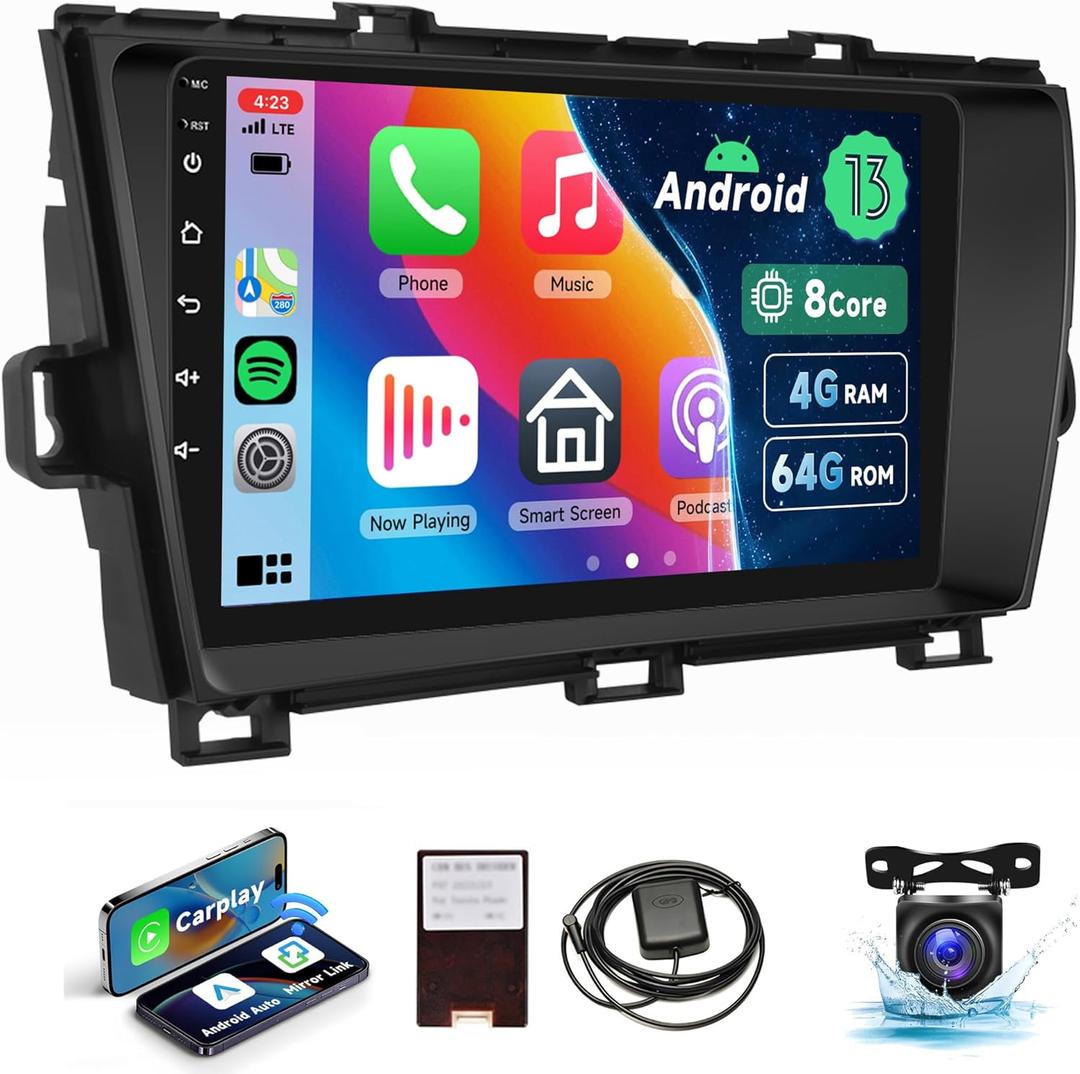 8Core 4G+64G Car Radio for Toyota Prius 2010-2015 with Original JBL Navigation, Rimoody Android Car Stereo 9 Inch Touchscreen Carplay Android Auto GPS WiFi DSP Mirror Link Bluetooth FM Backup Camera