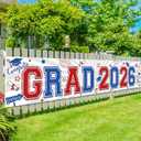 Red Blue Graduation Decorations Class of 2024 Yard Sign Banner Large Red White and Blue Congrats Grad Banner Yard Sign for Graduation Party Supplies