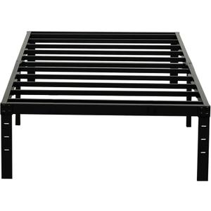 Twin Size Bed Frame, 3500lbs Heavy Duty Metal Platform with Steel Slats Support, No Box Spring Needed, 14 inches high Bedframe with Ample Storage, Sturdy and Noise-Free, Black
