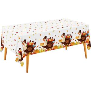 Thanksgiving Turkey Party Supplies - 2 Pack Disposable Plastic Tablecloth, 54x108 Table Cover Ideal for Autumn and Thanksgiving Party Decorations