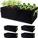 Plant Grow Bags, 5 Pack Fabric Raised Planting Bads, 2 Holes Rectangle Grow Bag, 10 Gallon Breathable Potato Tomato Planter Pots for Outdoor Vegetables Plant Flowers (Black)