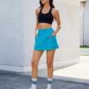 luvamia Skorts for Woman High Waisted Pull On Elastic Waist Cargo Pockets Quick Dry Hiking Tennis Sports Skirt Shorts (Blue, XL)