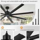 ZMISHIBO 84 Inch Industrial DC Motor Ceiling Fan, Large Ceiling Fan with 8 Reversible Blades, 3 Downrods, 6-Speed Remote Control, Home or Commercial Ceiling Fans for Porch/Garage/Shop, Black