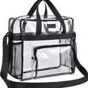 Bagenius Clear Bag Stadium Approved, 12x6x12 Clear bag for Stadium Events, Women's Top-Handle Bags for Concert Festival Work (Black)