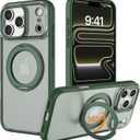 IYH 360 Rotatable Magnetic Case for iPhone 17 Pro Max, Military-Grade Shockproof Phone Cover with Matte Translucent Back(Green)