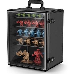 Vitula Miniatures Carrying Case, Large Capacity Miniature Storage Display Cases for Collectibles, with 5 Trays, Portable Figure Display Case for Miniature Storage & Carrying (L)