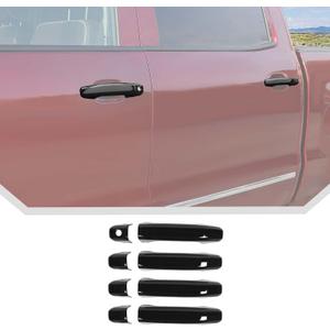 JeCar Glossy Black Door Handle Cover Trim Overlay Fit for Chevrolet Silverado/GMC Sierra 2014-2023 (4pcs)