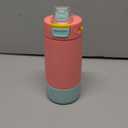 Ello Kids Colby 12oz Stainless Steel Insulated Water Bottle with Straw and Built-In Silicone Coaster Carrying Handle and Leak-Proof Locking Lid for School Backpack, Lunchbox, and Outdoor Sports (Coral/Mint)