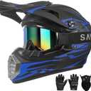 DOT Approved Youth Kids Motocross Helmet - Ultra-Lightweight Full Face Dirt Bike/ATV Helmet with Goggles, Gloves & Face Shield (4-Piece Set)