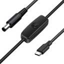 Baby Car Camera USB Powered Adapter Cable, Baby Car Camera Monitor Cable(Type c) DC5521 to USB c 12V Cord Adapter ONLY Support Cigarette Lighter Port (6.6ft/2m)