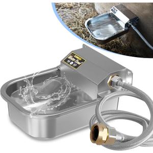 Automatic Water Dispenser for Dogs, 101oz Outdoor Dog Water Bowl, 304 Stainless Steel Water Feeder for Small to Large Pets, Large Livestock Waterer, Anti-Tipping, Water Auto-Fill, Easy to Clean
