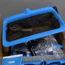 TidyMister 3-in-1 Pool Cleaning Kit Full Set - 18in Rounded End Pool Brush & Ergonomic Pool Vacuum Head with Wheels& Pool Nylon Net Fine Mesh for Above Ground In-ground Pools, Spas, Hot Tubs, Blue