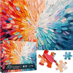 Puzzles for Adults 1000 Pieces Color Explosion, Impossible Puzzles 1000 Piece, Gradient Colorful Hard Difficult Clearance Puzzle for Adults, Challenging Jigsaw Art Painting