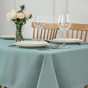 maxmill Square Tablecloth Slubby Texture Stain Resistant Waterproof Wrinkle Resistant Washable Soft Table Cloth, Decorative Fabric Table Cover for Dining Room Dinner Party, 52 x 52 Inch, Slate Blue
