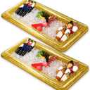 2 Pieces Inflatable Serving Bar Glittering Confetti Food Cooler Buffet with Drain Plug, Inflatable Ice Serving Bar for Food and Drinks for Pool and Outdoor Events(Gold)