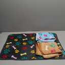 Luciphia 1 Pack 3 Blankets Fluffy Premium Fleece Pet Blanket Flannel Paw Printed Throw for Dog Cat(Medium 30x20'', Grey/Brown/Blue) (Bone)