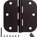 AmzGod 12 Pack Oil Rubbed Bronze Door Hinges 3.5" x 3 1/ 2 Inch - 5/ 8" Radius Corner Hinge Kit for Interior/ Exterior Doors, Wooden Boxes & DIY Projects (Iron Hardware for Bedroom/ Bifold/ Chicken Coop)