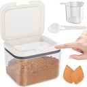 Brown Sugar Container Airtight, 1.3Qt(42Oz/1.2L) Brown Sugar Keeper Storage Container with Spoon, Clear Food Saver Jar for kitchen